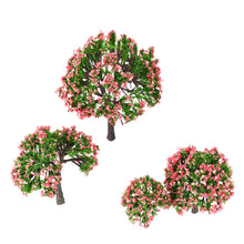 4Pcs Plastic Trees Model White and Pink Flower Trees Model Train Layout Garden Scenery Diorama Miniature Model Toys TIML66 TIML66