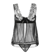 Embroidery Women Sexy Sleepwear Lace Lingerie Deep V-Neck Perspective Underwear G-String Set Temptation Nuisette TIML66 TIML66