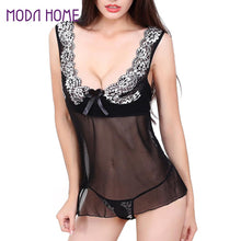 Embroidery Women Sexy Sleepwear Lace Lingerie Deep V-Neck Perspective Underwear G-String Set Temptation Nuisette TIML66 TIML66