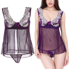 Embroidery Women Sexy Sleepwear Lace Lingerie Deep V-Neck Perspective Underwear G-String Set Temptation Nuisette TIML66 TIML66