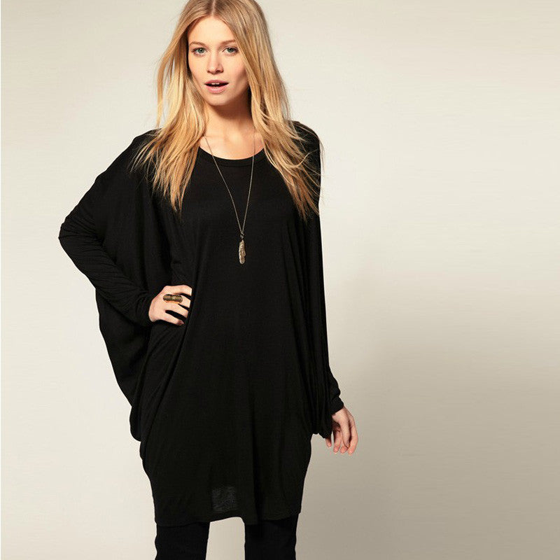 Chic Women Over Size T-Shirt Batwing Long Sleeve Knit Loose Tops Shirt Casual Shirts TIML66 TIML66