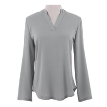 women blouses v neck d ring tab long sleeves women tops casual chiffon shirt blusas grey watermelon red TIML66