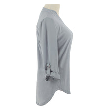 women blouses v neck d ring tab long sleeves women tops casual chiffon shirt blusas grey watermelon red TIML66