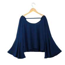 Women Shirt Retro O-Neck Long Flare Sleeve Blouses Women Chiffon Tops Ladies Casual Sexy Tee Shirt Blusas TIML66 TIML66