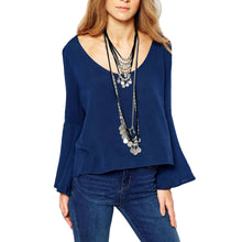Women Shirt Retro O-Neck Long Flare Sleeve Blouses Women Chiffon Tops Ladies Casual Sexy Tee Shirt Blusas TIML66 TIML66