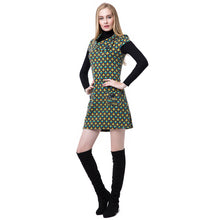 Women Dress Contrast Shawl Collar Button Pockets Short Sleeve Mini Plaid Dress Ladies Elegant Dresses Green TIML66 TIML66