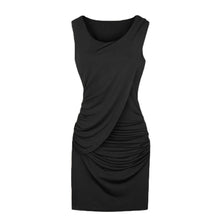 Celebrity Sexy Women Dress Overlay Ruffles O Neck Sleeveless Bodycon Mini Dress Black Khaki Blue TIML66 TIML66