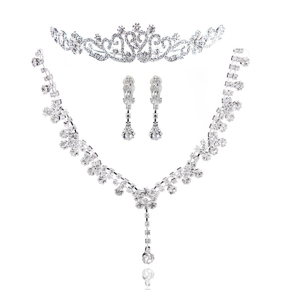 design alloy rhinestones elegant brides jewelry set including earrings necklace tiara wedding jewelry TIML66