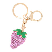 Design Shinning Rhinestone Strawberry Pendant Key Ring Key Chain Hollow Alloy Keychain Jewelry TIML66 TIML66