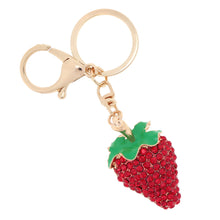 Design Shinning Rhinestone Strawberry Pendant Key Ring Key Chain Hollow Alloy Keychain Jewelry TIML66 TIML66