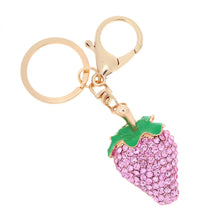 Design Shinning Rhinestone Strawberry Pendant Key Ring Key Chain Hollow Alloy Keychain Jewelry TIML66 TIML66