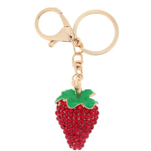 Design Shinning Rhinestone Strawberry Pendant Key Ring Key Chain Hollow Alloy Keychain Jewelry TIML66 TIML66