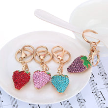 Design Shinning Rhinestone Strawberry Pendant Key Ring Key Chain Hollow Alloy Keychain Jewelry TIML66 TIML66