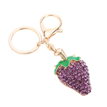 Design Shinning Rhinestone Strawberry Pendant Key Ring Key Chain Hollow Alloy Keychain Jewelry TIML66 TIML66