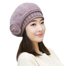 Design Women Faux Rabbit Fur Beanie With Flower Crochet Warm And Cute Princess Rabbit Hat Knitted Beret Warm Cap  TIML66 TIML66