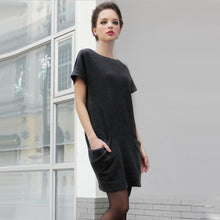 European Side Pockets Casual Dress High Street O Neck Short Sleeve Loose Dress Vestidos TIML66 TIML66