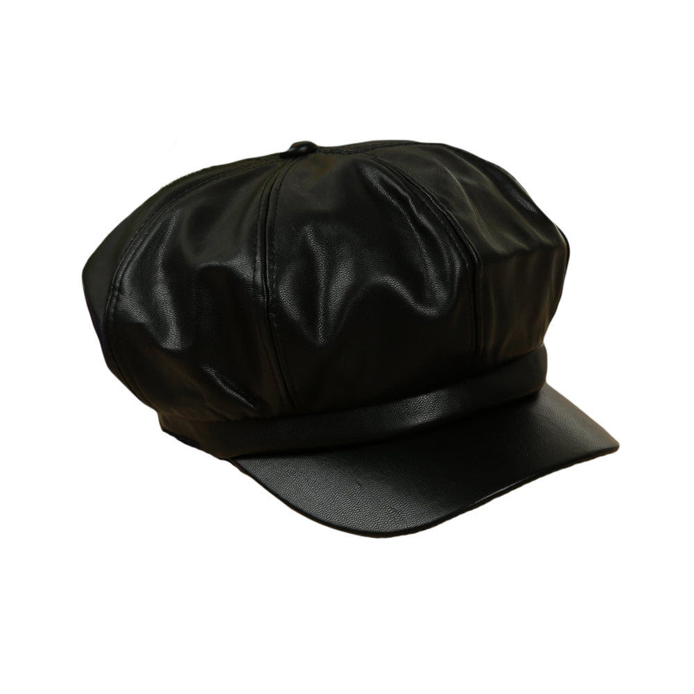 Hats Beret Hat PU Leather Casual Color Cap Ladies Beret Cap Beanie Hat BlackRedCamel TIML66 TIML66