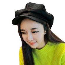 hats for women beret hat pu leathercasualcolorcap ladies beret cap beanie hat black red camel TIML66