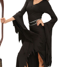 3 Pieces Sets Women Witch Halloween Costume Ruched Flare Sleeve Side Split Sexy Gothic Dress Black Role Play Uniform TIML66 TIML66