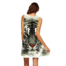 cool dresses woman european plus size tiger print beach dress sleeveless loose novelty print a line vestidos TIML66