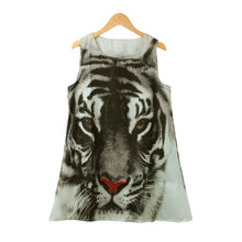 cool dresses woman european plus size tiger print beach dress sleeveless loose novelty print a line vestidos TIML66