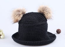 cute sweet hat twin bobbles knitted warm cap beige hats for hats TIML66