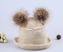 cute sweet hat twin bobbles knitted warm cap beige hats for hats TIML66