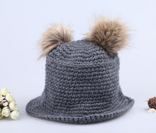 cute sweet hat twin bobbles knitted warm cap beige hats for hats TIML66