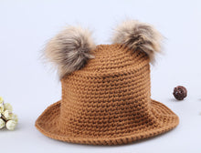 Cute Sweet Hat Twin Bobbles Knitted Warm Cap Beige Hats For Hats TIML66 TIML66