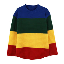 Knitted Women Sweater Rainbow Color O Neck Long Sleeve Tops Loose Pullover Christmas Sweater Outerwear Blusas TIML66 TIML66