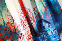 lady skirts womens retro midi skirt floral print vintage skirt high waist a line zipper lined elegant skirt blue TIML66