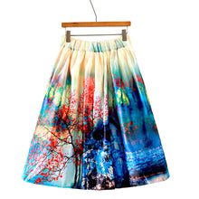 Lady Skirts Womens Retro Midi Skirt Floral Print Vintage Skirt High Waist A Line Zipper Lined Elegant Skirt Blue TIML66 TIML66