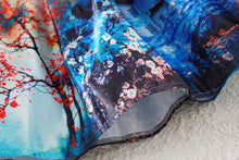 Lady Skirts Womens Retro Midi Skirt Floral Print Vintage Skirt High Waist A Line Zipper Lined Elegant Skirt Blue TIML66 TIML66
