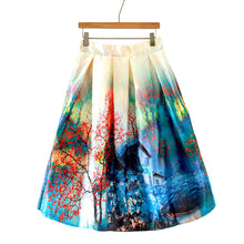Lady Skirts Womens Retro Midi Skirt Floral Print Vintage Skirt High Waist A Line Zipper Lined Elegant Skirt Blue TIML66 TIML66