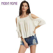 loose women blouse cold shoulder lace splice ruffle sleeve ruched casual tee shirt women tops blusas beige TIML66
