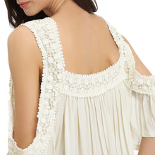 loose women blouse cold shoulder lace splice ruffle sleeve ruched casual tee shirt women tops blusas beige TIML66