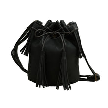 PU Leather Women Shoulder Bag Mini Drawstring Tassels Button Bucket Bag Adjustable Vintage Casual Crossbody Bag TIML66 TIML66