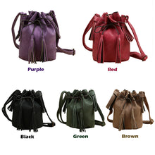 PU Leather Women Shoulder Bag Mini Drawstring Tassels Button Bucket Bag Adjustable Vintage Casual Crossbody Bag TIML66 TIML66