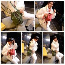 PU Leather Women Shoulder Bag Mini Drawstring Tassels Button Bucket Bag Adjustable Vintage Casual Crossbody Bag TIML66 TIML66