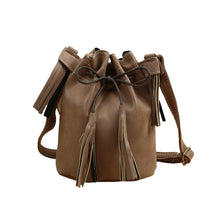 PU Leather Women Shoulder Bag Mini Drawstring Tassels Button Bucket Bag Adjustable Vintage Casual Crossbody Bag TIML66 TIML66