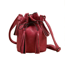 PU Leather Women Shoulder Bag Mini Drawstring Tassels Button Bucket Bag Adjustable Vintage Casual Crossbody Bag TIML66 TIML66