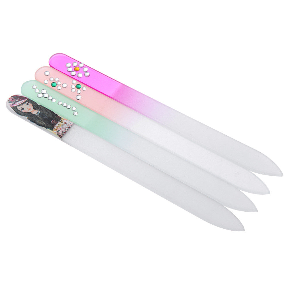 Professional Crystal Glass Nail File With Barrelled Box Polishing Tool TIML66 TIML66