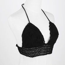 sexy women crochet crop top cropped vintage hollow out backless haltercrochet top camisole black white TIML66