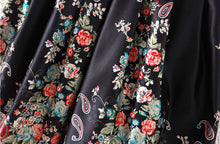 Skirts Womens Midi Skirt Retro Floral Print High Waist A Line Back Zipper Lined Elegant Skirt Black TIML66 TIML66