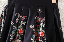 Skirts Womens Midi Skirt Retro Floral Print High Waist A Line Back Zipper Lined Elegant Skirt Black TIML66 TIML66