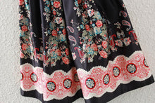 Skirts Womens Midi Skirt Retro Floral Print High Waist A Line Back Zipper Lined Elegant Skirt Black TIML66 TIML66