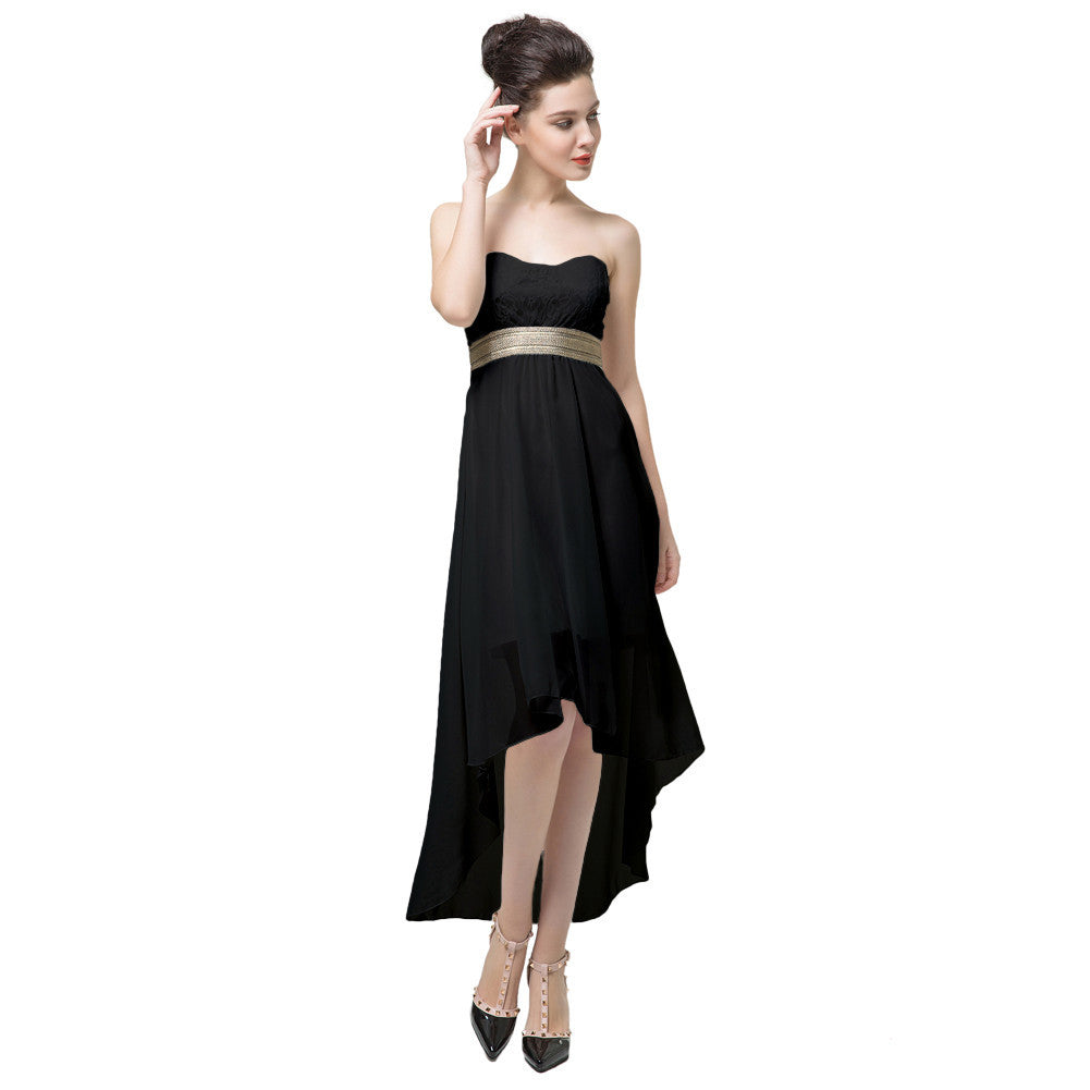 women dress lace bandeau top belt off shoulder maxi dress open back irregular hem sexy long party dresses TIML66