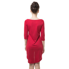women dress slash neck half sleeve lace decoration irregular hem sexy slim hip bodycon dress vestidos red TIML66