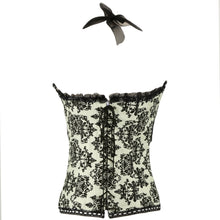 Waist Corset Halter Neckline Print Ruffle Mesh Cups Lace-up Fastening Sexy Corsets And Bustiers Yellow TIML66 TIML66