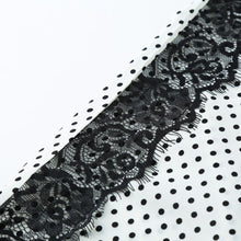 women blouse polka dot peter pan collar sleeveless lace asymmetric hem loose top white TIML66